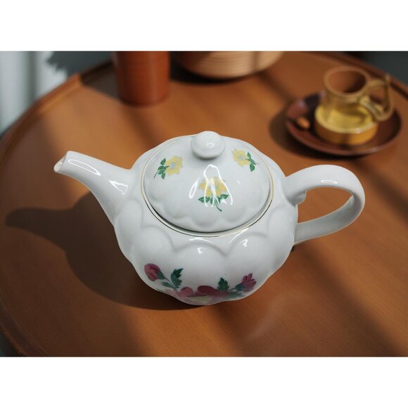 vintage laura ashley porcelain parfumes floral gold trim tea pot - Picture 6 of 11